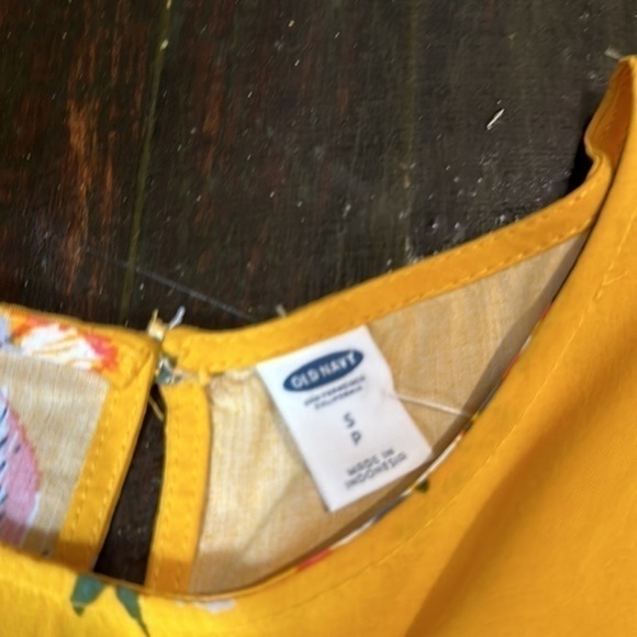 Old navy, yellow flowered long sleeve mini dress size small - Picture 5 of 8